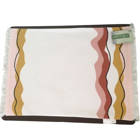TSS Pink & Mustard Wavy Lines Placemat Set of 4 - Picture 3 of 5